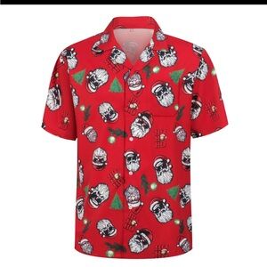 Shirts for Men Funny 3D Print Button Up Shirt for Men Holiday Casual Hawaiian Sh